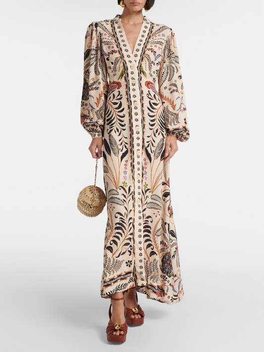 Classic Nature Floral Midi Dress