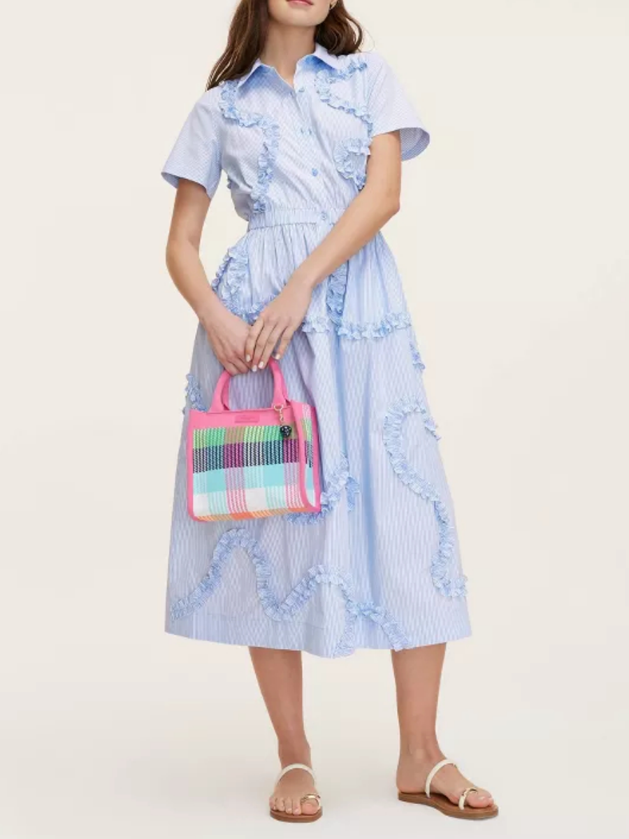 Ruffled Short Sleeve Midi Dress