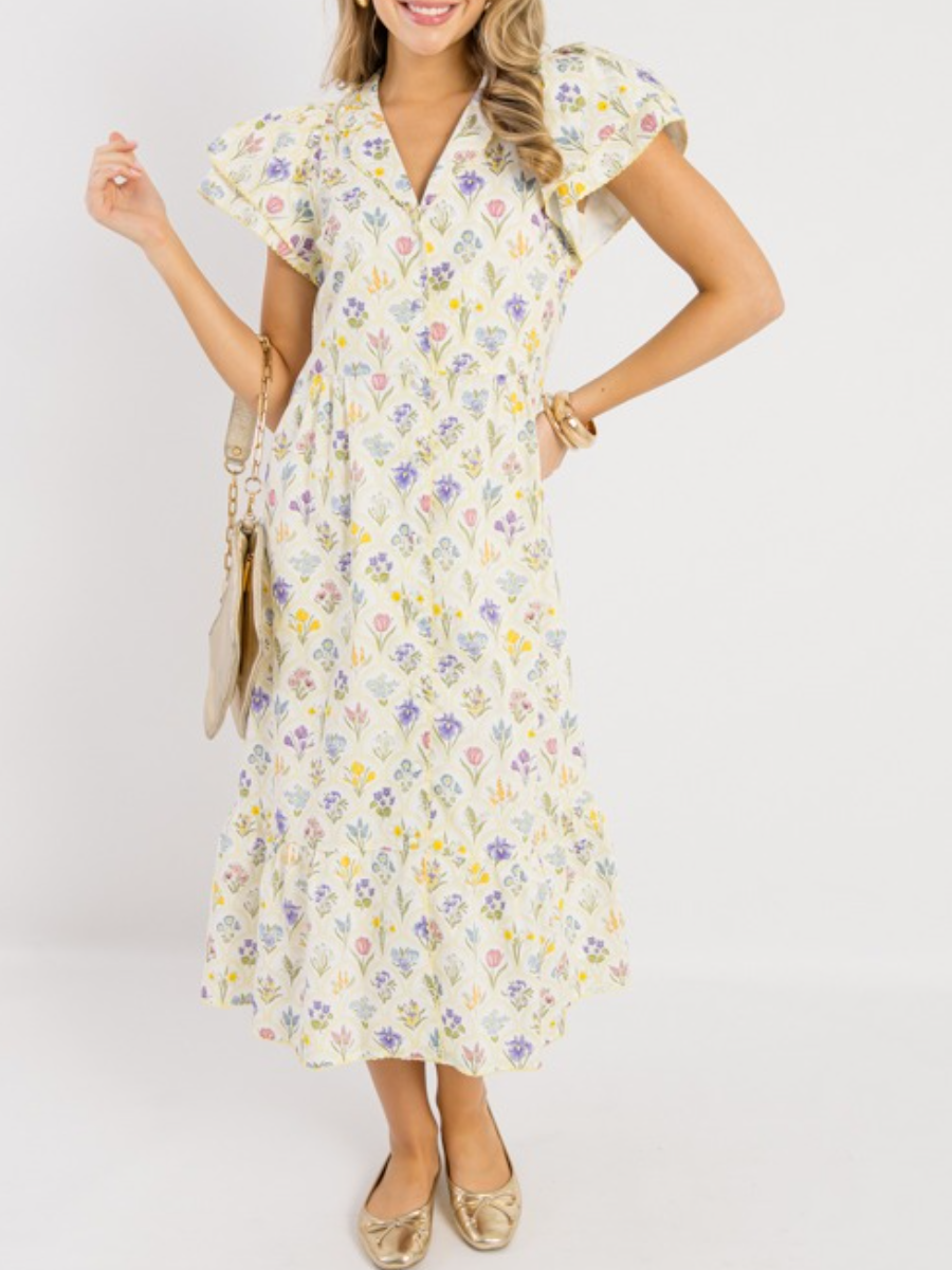 White Bloom Midi Dress