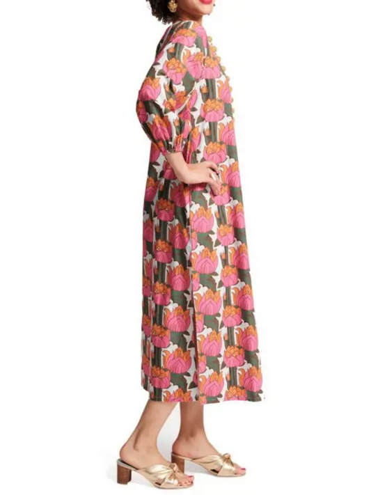 Pink Lotus Long Sleeve Dress