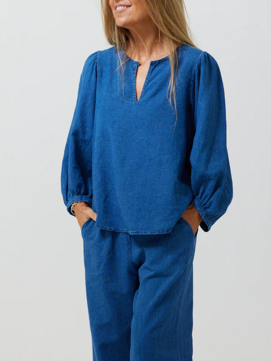 Charming Puff Sleeve Denim Suit