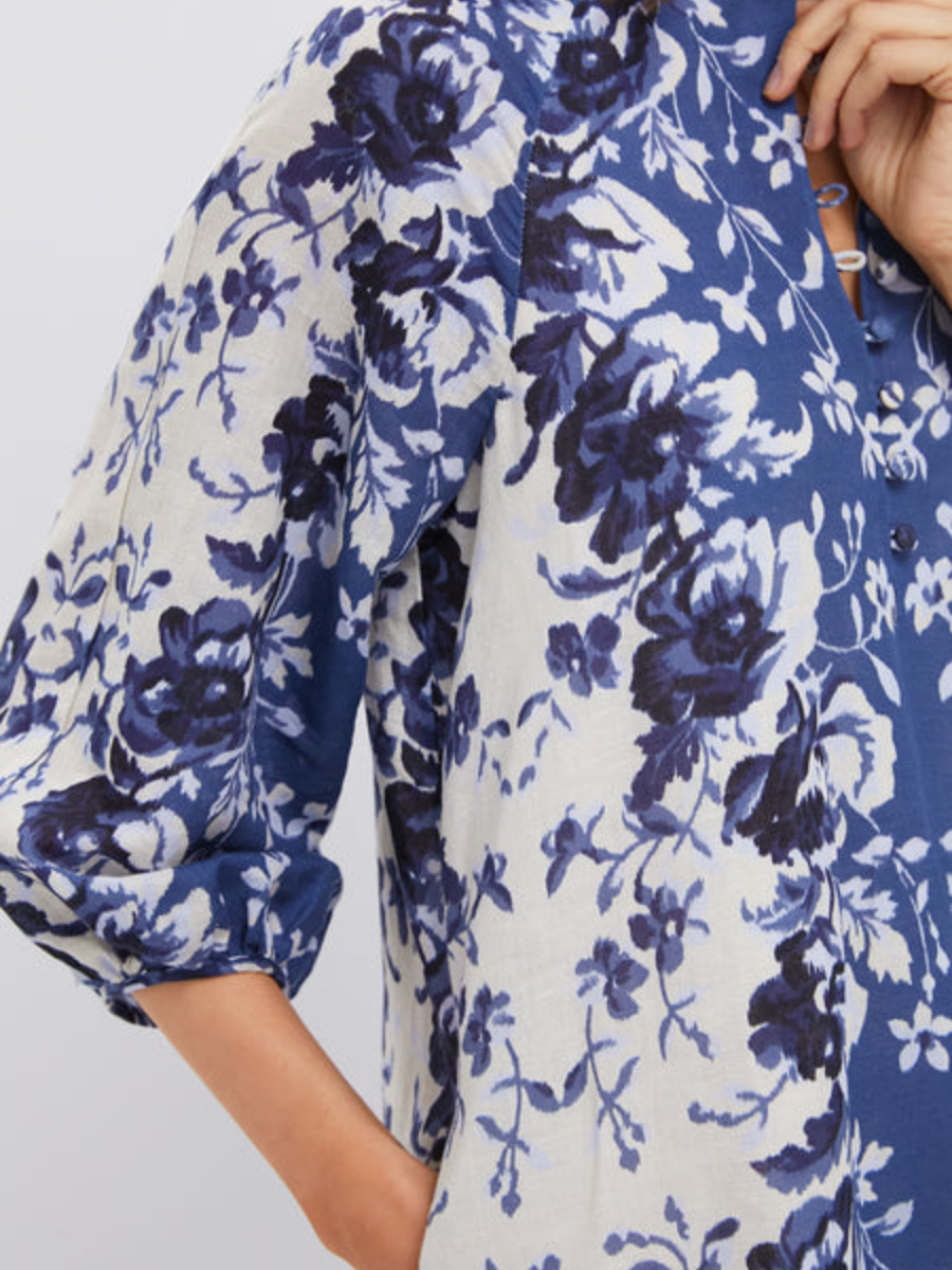 Indigo Reflection Stretch Cotton Megan Dress