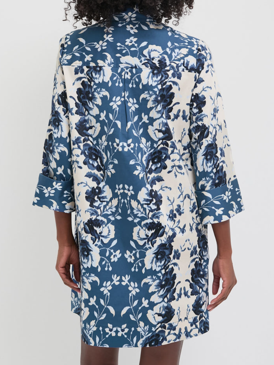 Indigo Reflection Stretch Cotton Megan Dress
