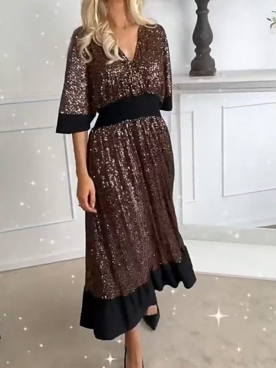 Fashion V-neck sequin dress