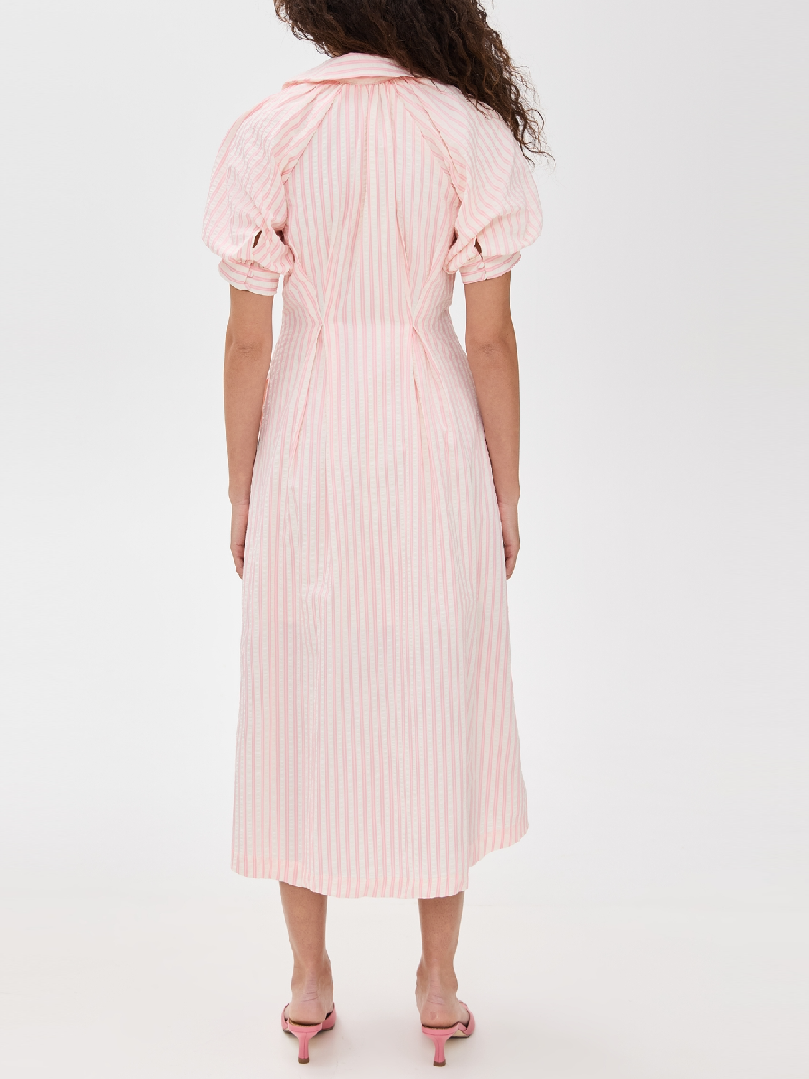 Seersucker Striped Midi Dress