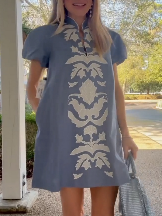 Embroidered Floral Mini Dress