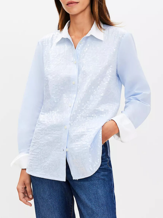Sequined Cotton Shirt Top