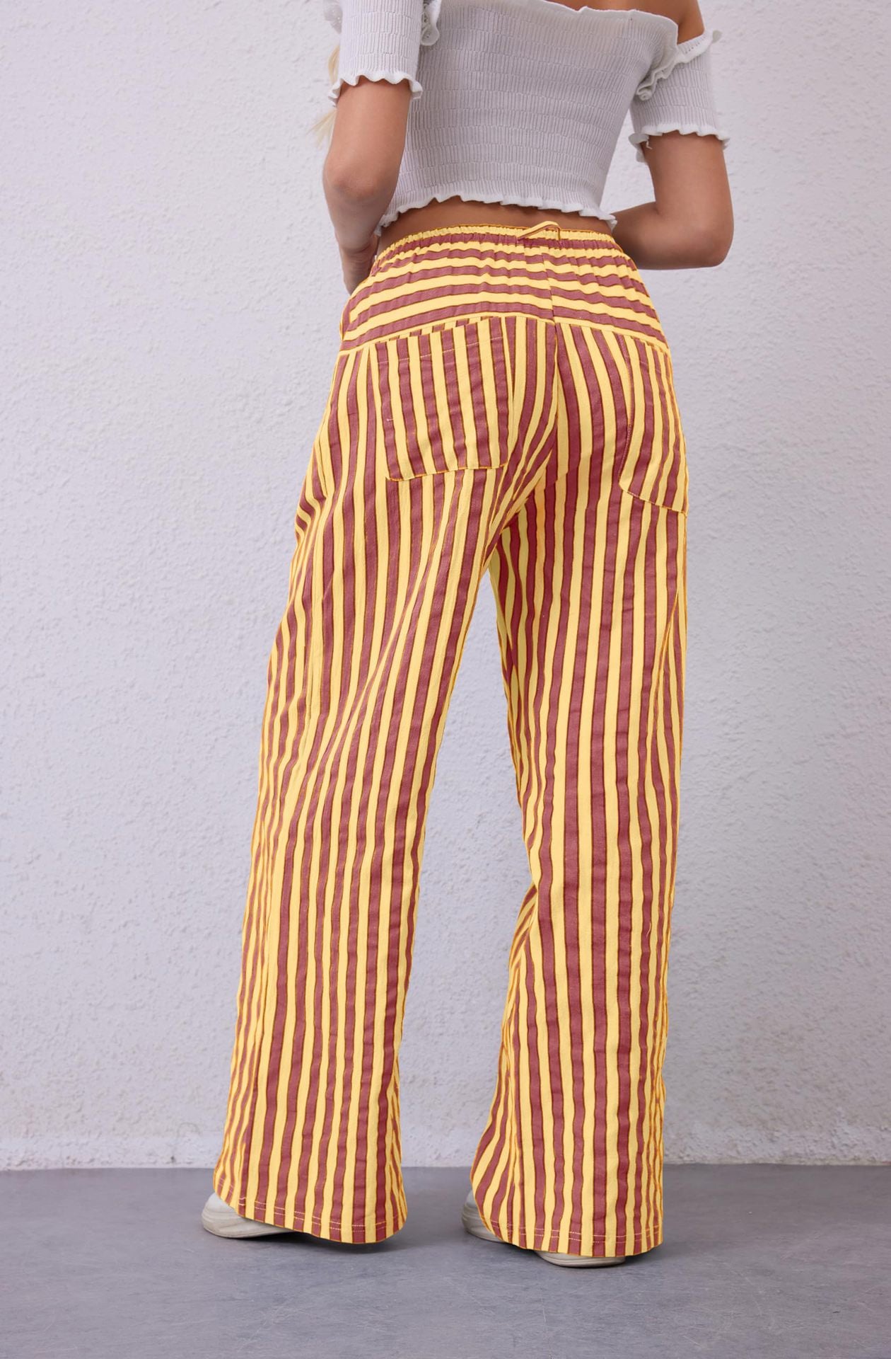 Women's Drawstring Striped Casual Pants