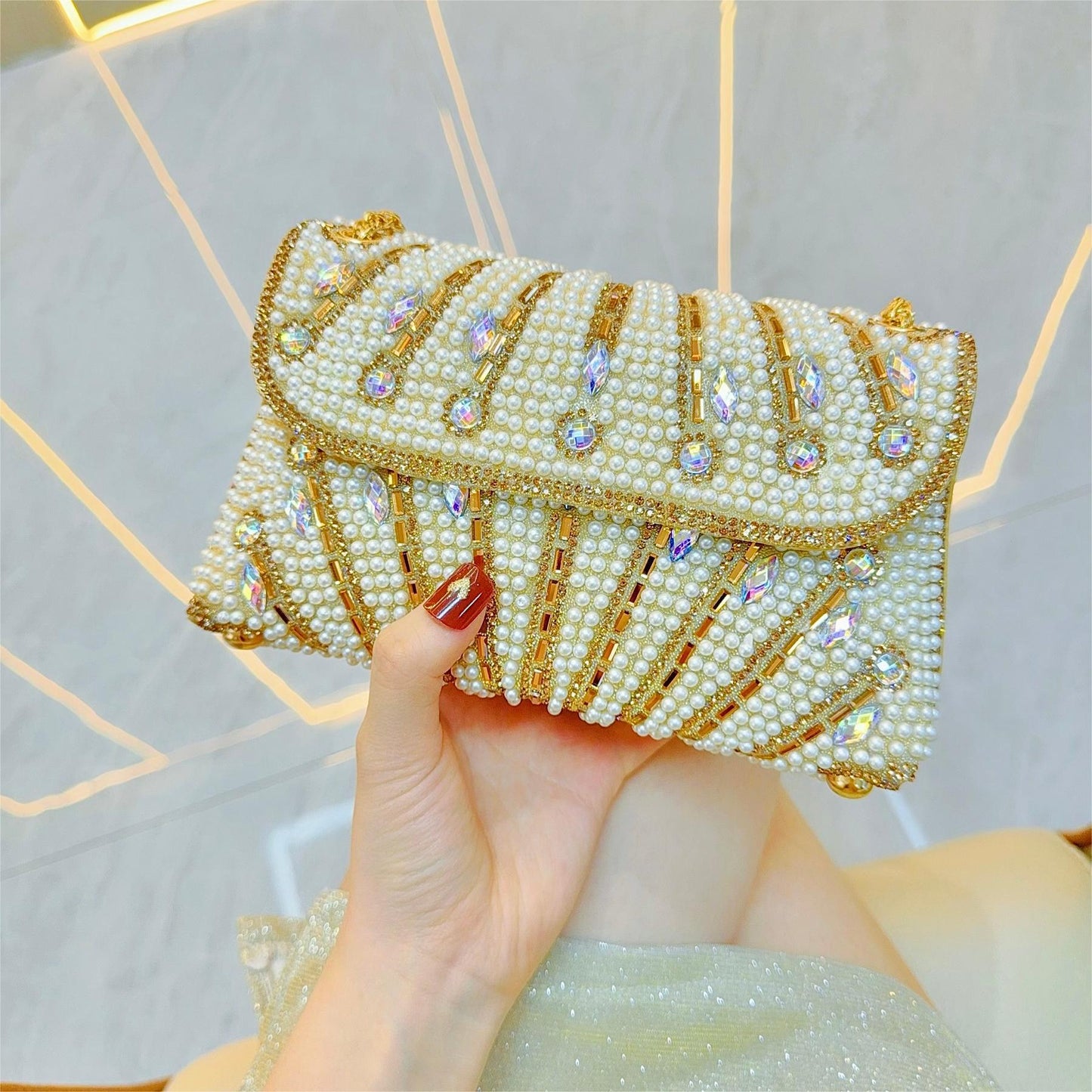 Handmade Pearl Rhinestone Bag