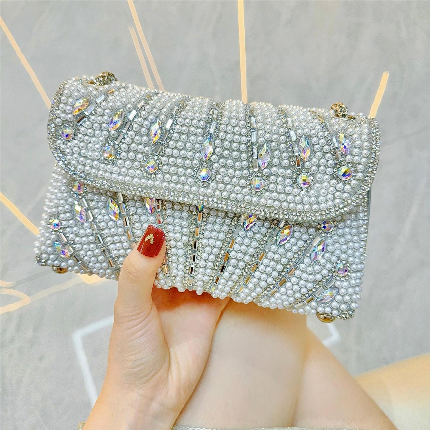Handmade Pearl Rhinestone Bag