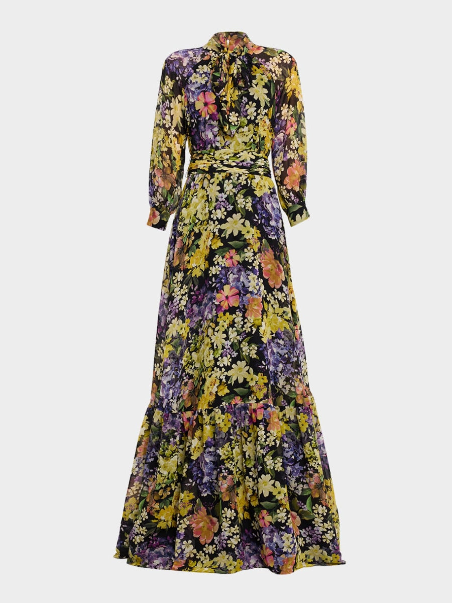 Elegant Long-sleeved Chiffon Dress