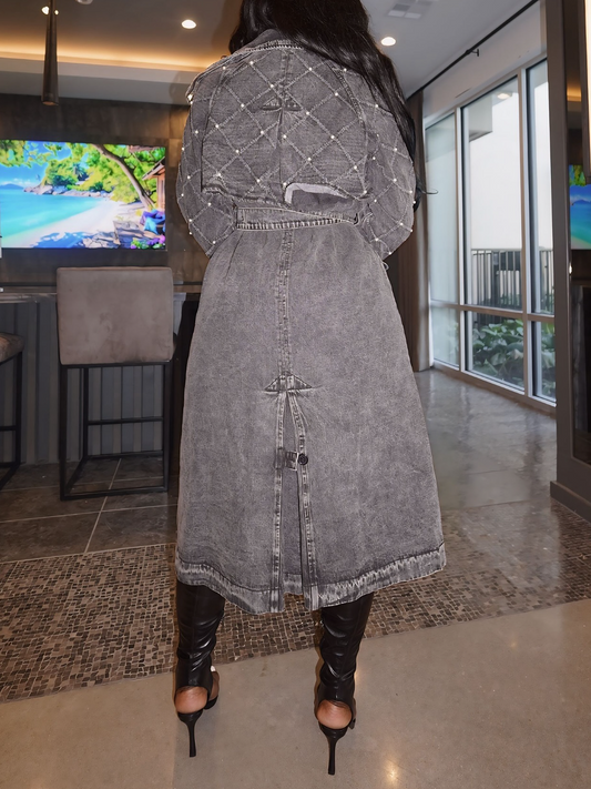 Pearl-Embellished Denim Jacket