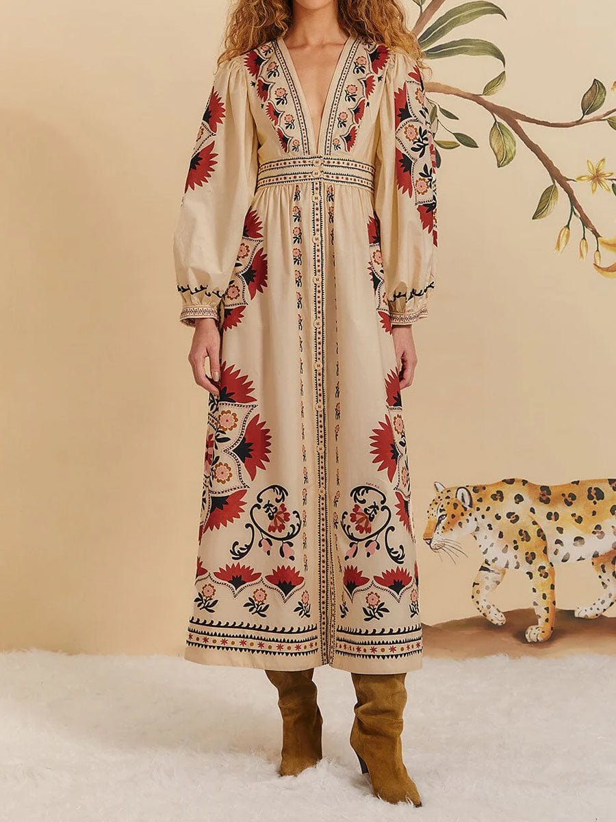 Placement Print Cotton Dress