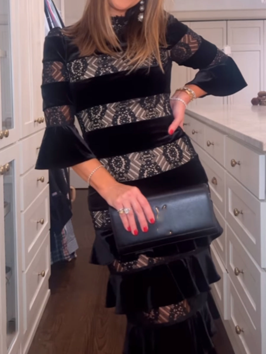Elegant Lace Patchwork Party Dress