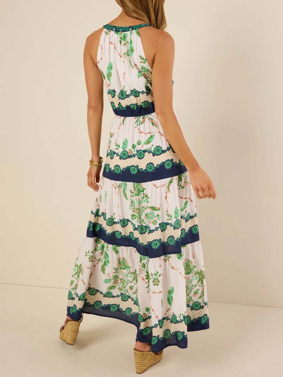 Floral Print Button-front Sleeveless Dress