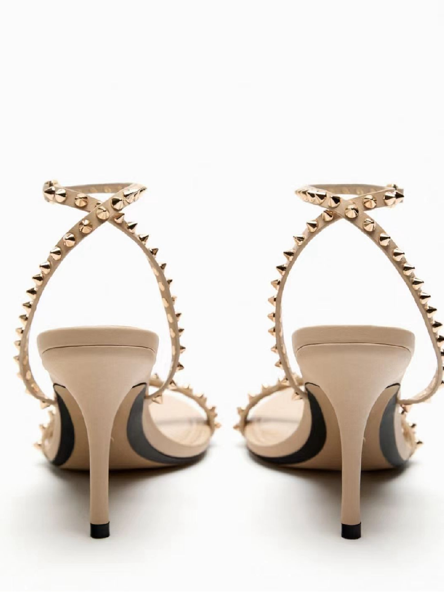 Women's rivet high heel sandals