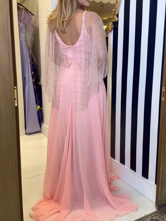 Gorgeous Pink Chiffon Party Dress