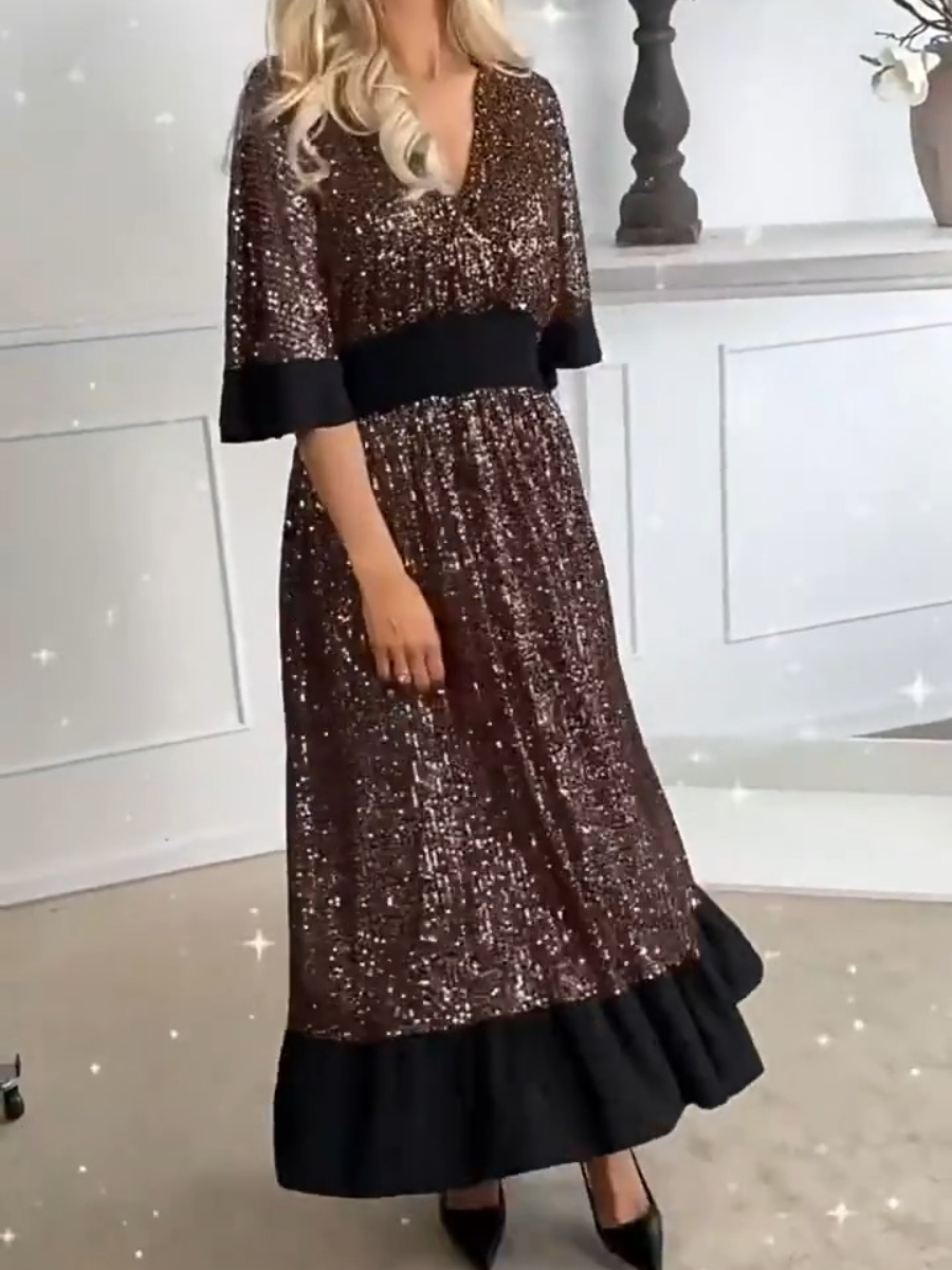 Fashion V-neck sequin dress