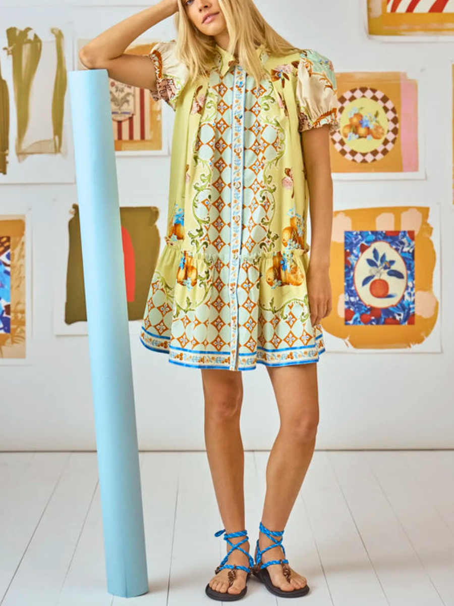 Playful Ruffle Shirt Dress