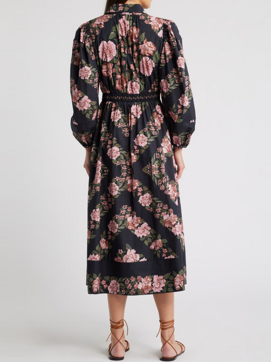 Floral Long Sleeve Organic Cotton Shirtdress
