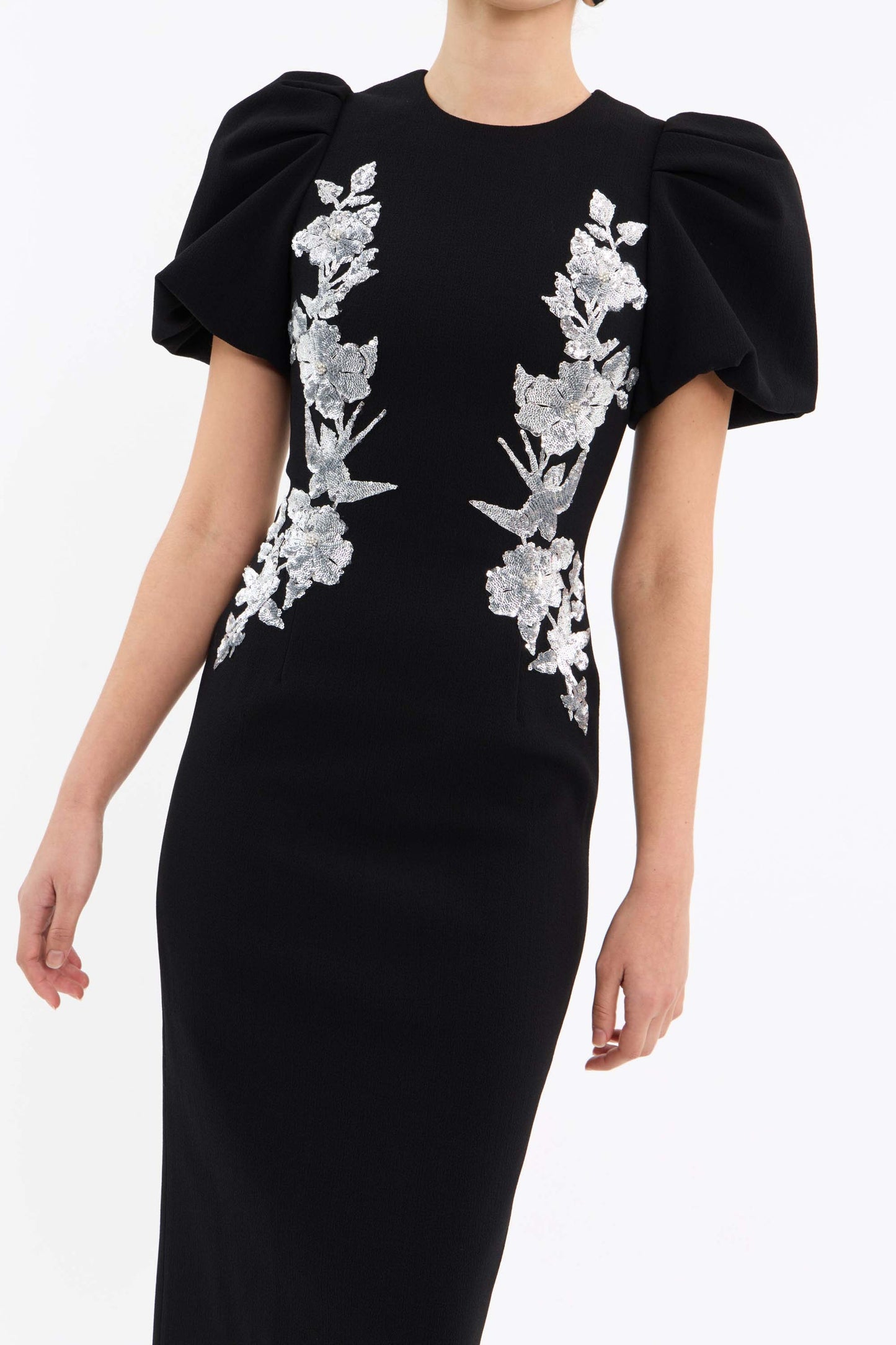 Monroe Silver Sequin Midi Dress