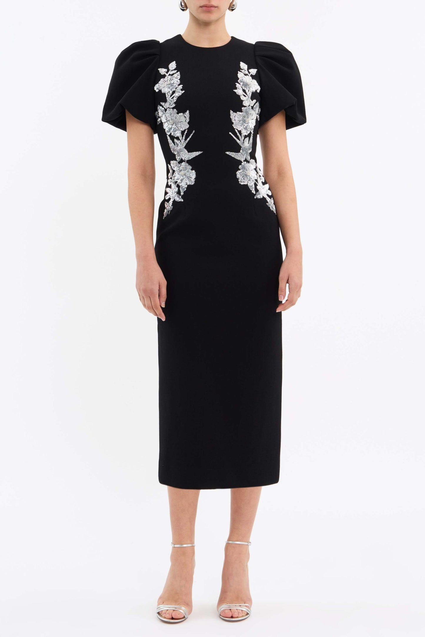 Monroe Silver Sequin Midi Dress