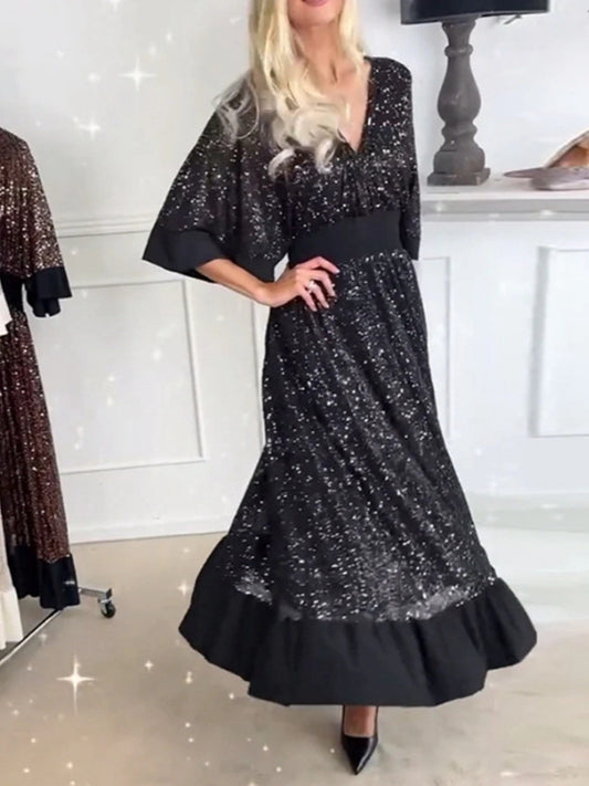 Fashion V-neck sequin dress