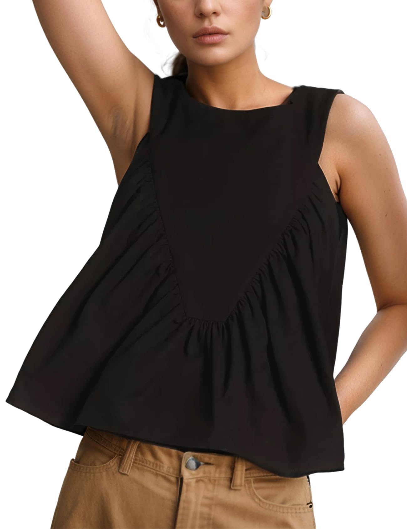 Casual Sleeveless Ruffle Top
