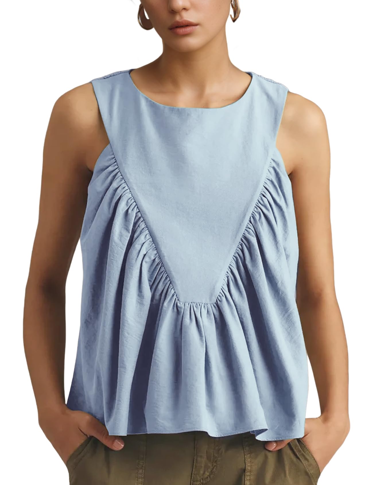 Casual Sleeveless Ruffle Top