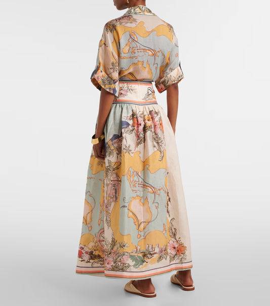 Tallow Print Linen Two Piece Suit