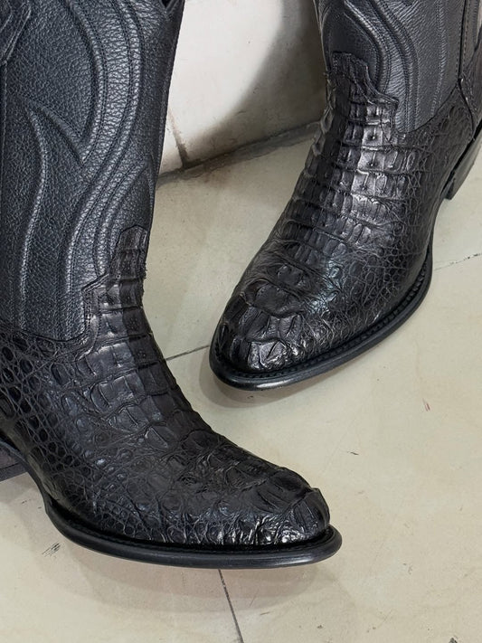 Men's Black Alligator Leather Cowboy Boots
