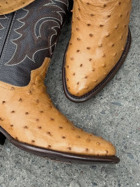 Men's Oval Toe Leather Cowboy Boots