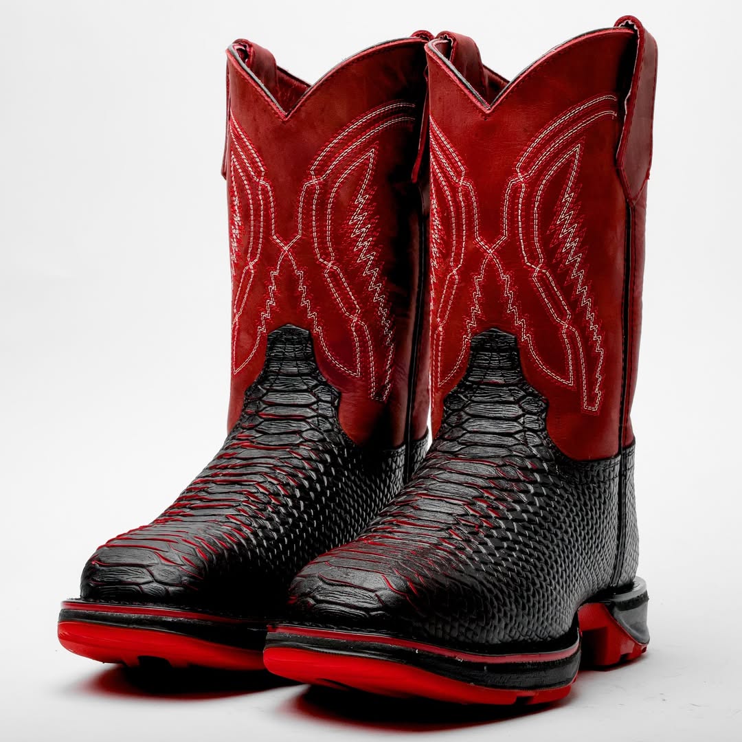 New Black/Red Python Boots