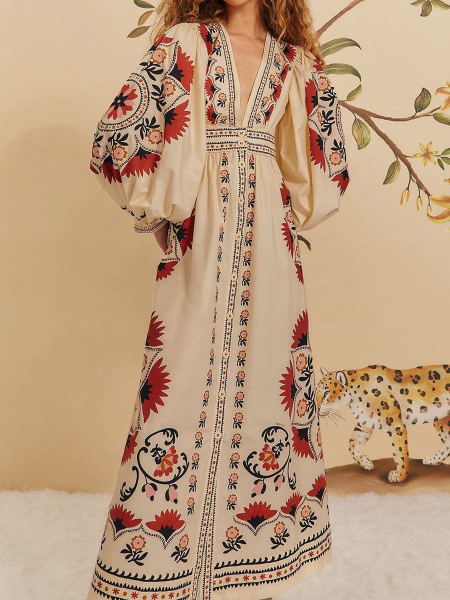 Placement Print Cotton Dress
