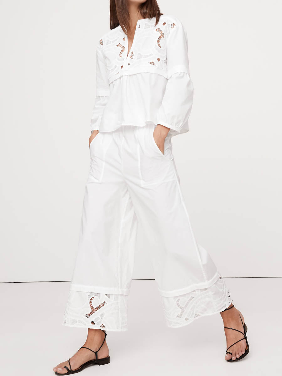 Hollow Elastic Waistband Two Pieces Set