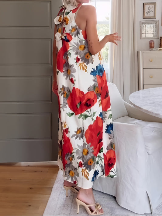 Crimson Poppy Cotton Linen Dress