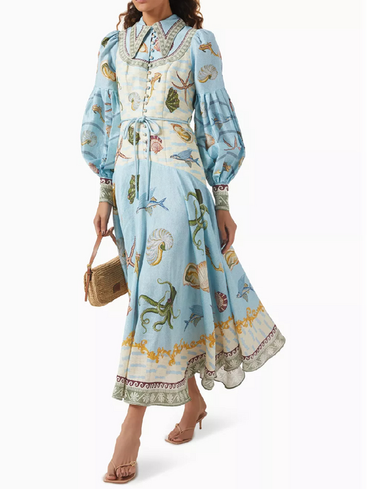 Linen Blend Midi Shirtdress