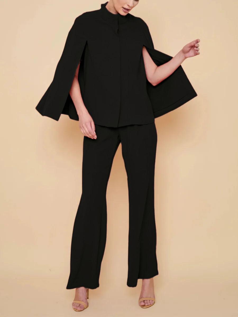Crepe Cape Stand Collar Suit