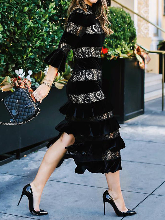 Elegant Lace Patchwork Party Dress