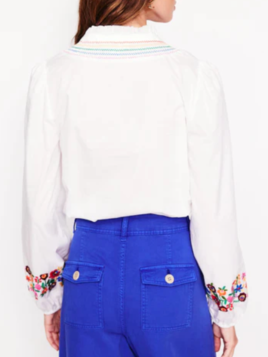 White Embroidered Cotton Top