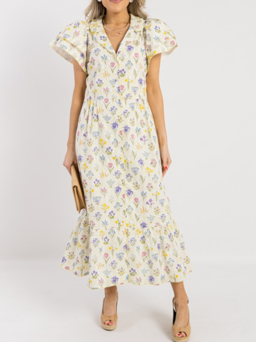 White Bloom Midi Dress