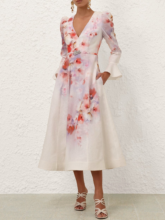 Crush Frill Sleeved Midi Dress