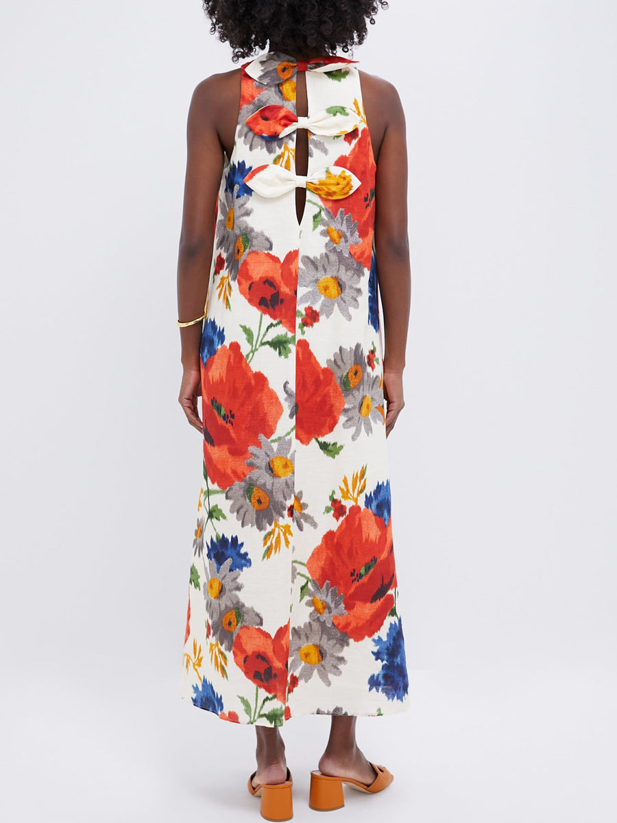 Crimson Poppy Cotton Linen Dress
