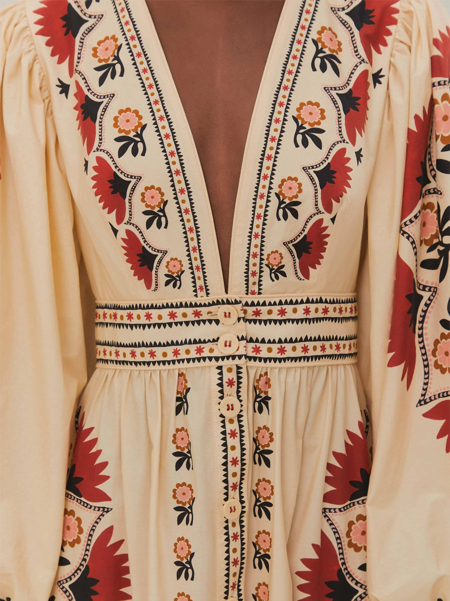 Placement Print Cotton Dress