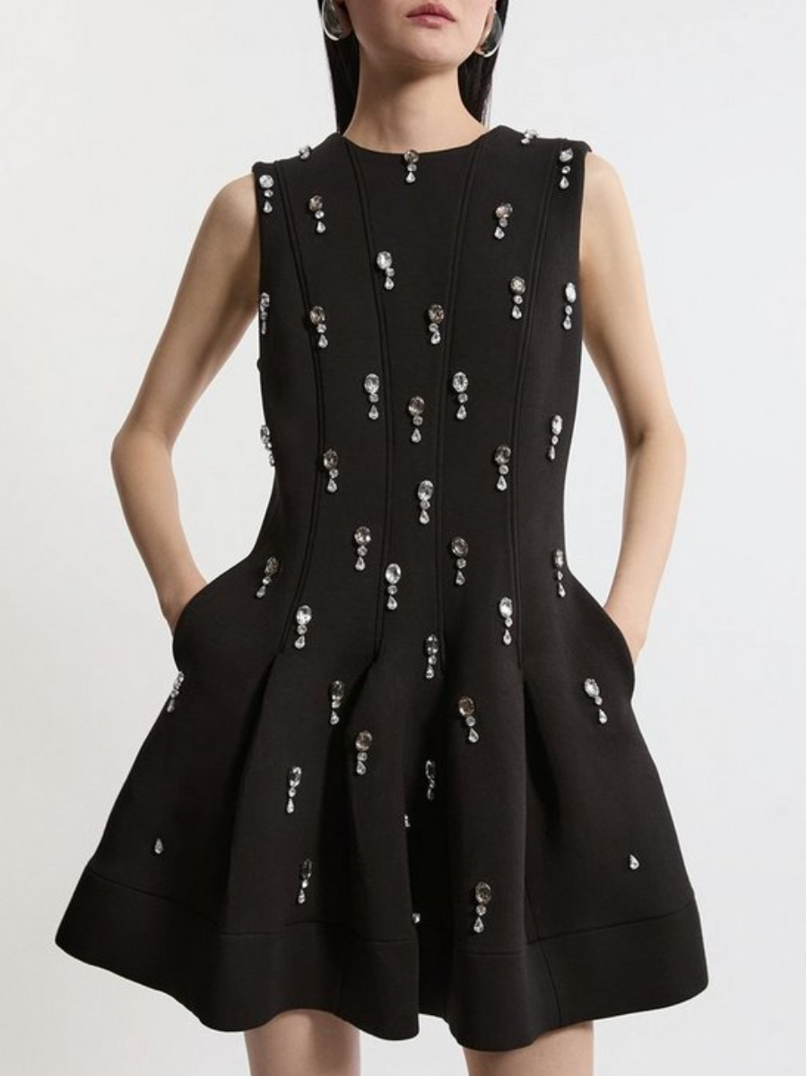 Crystal Embellished Premium Mini Dress