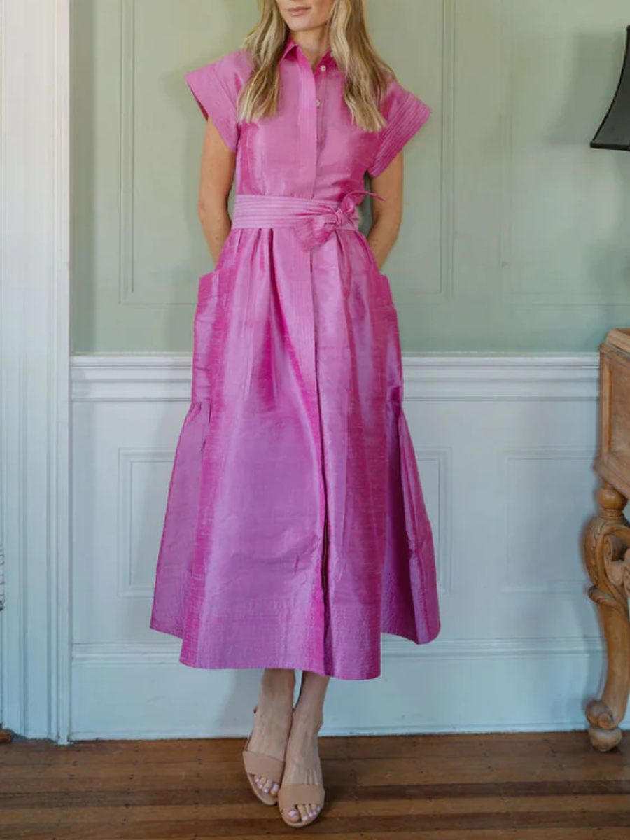 Elegant Rose Silk Dress