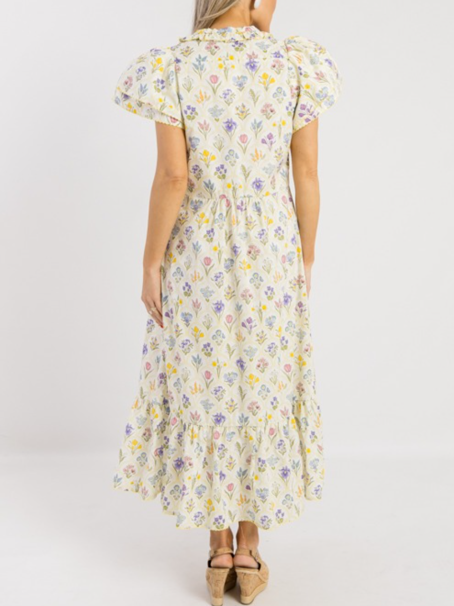 White Bloom Midi Dress