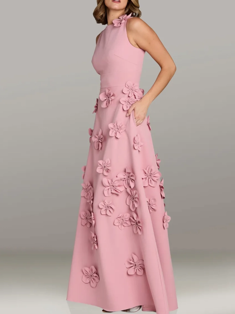 Romantic Sleeveless Rose Dress