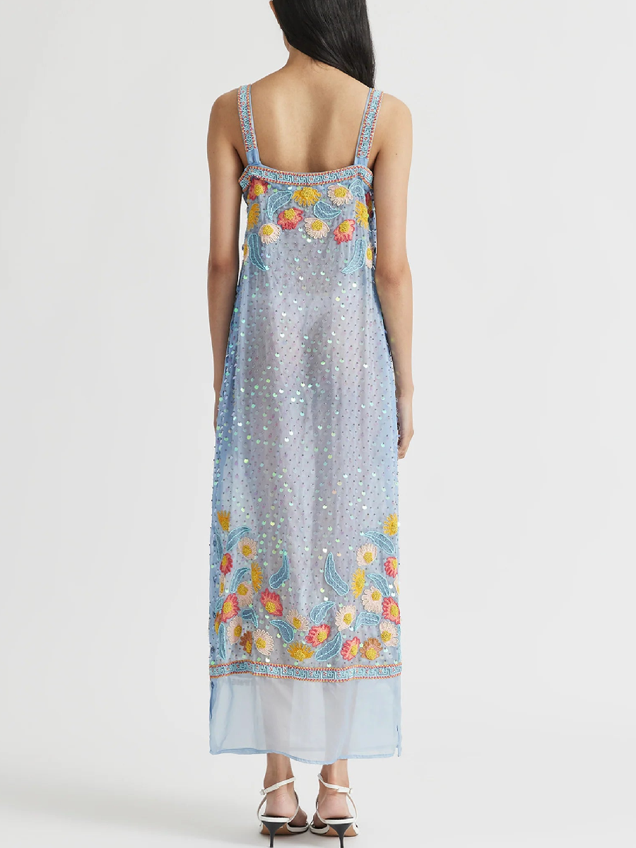 Silk Sunny Embellished Midi Dress