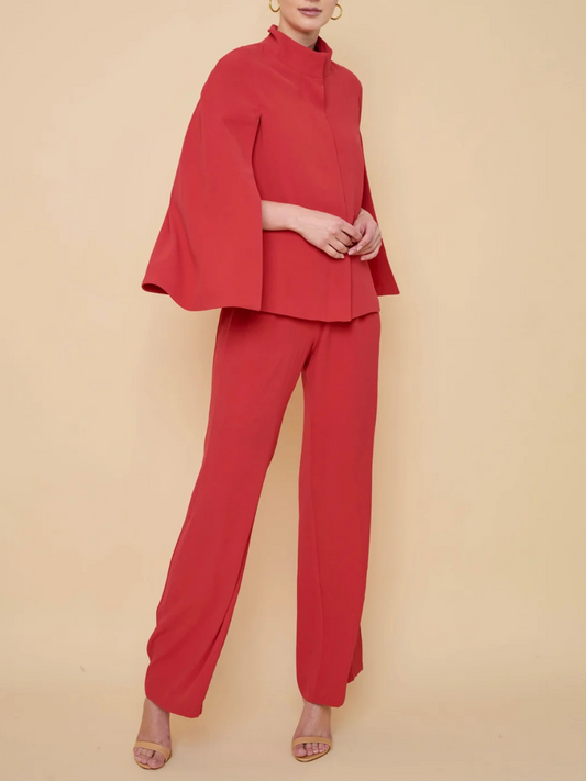 Crepe Cape Stand Collar Suit